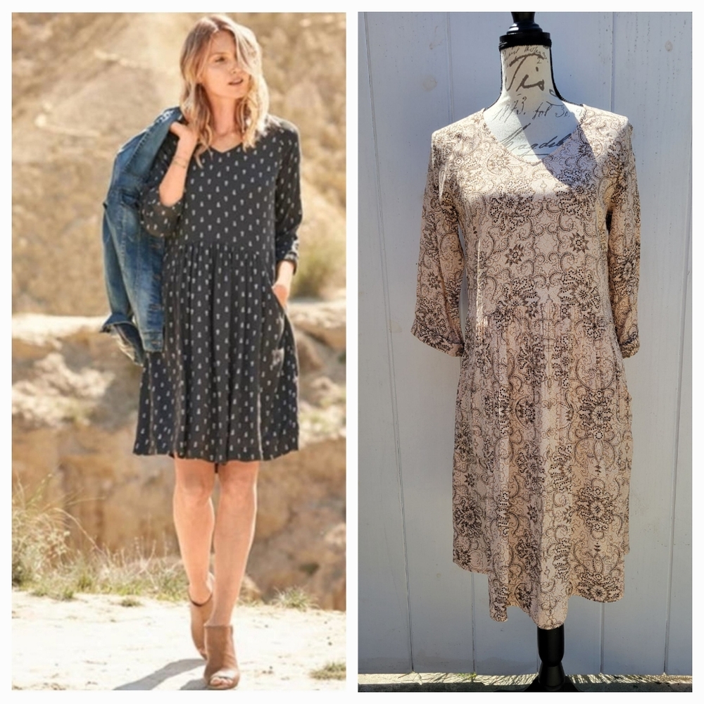 Garnet Hill Medallion Boho Bohemian Casual Dress With Pokets LIKE NEW Size‎ 4